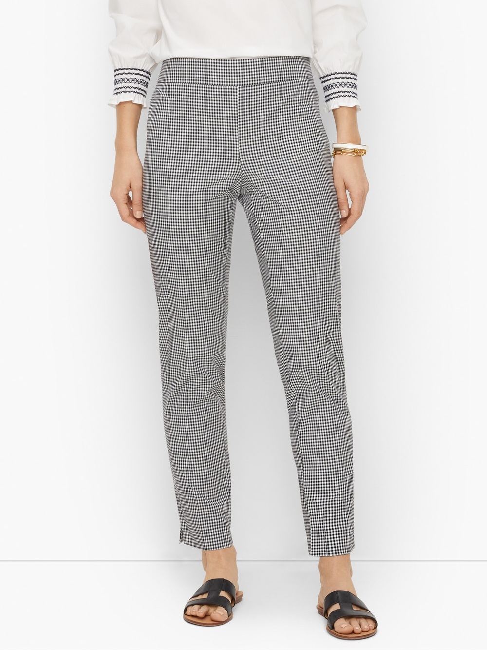 Talbots 4 petite Chatham ankle pants black white gingham women’s work wear
